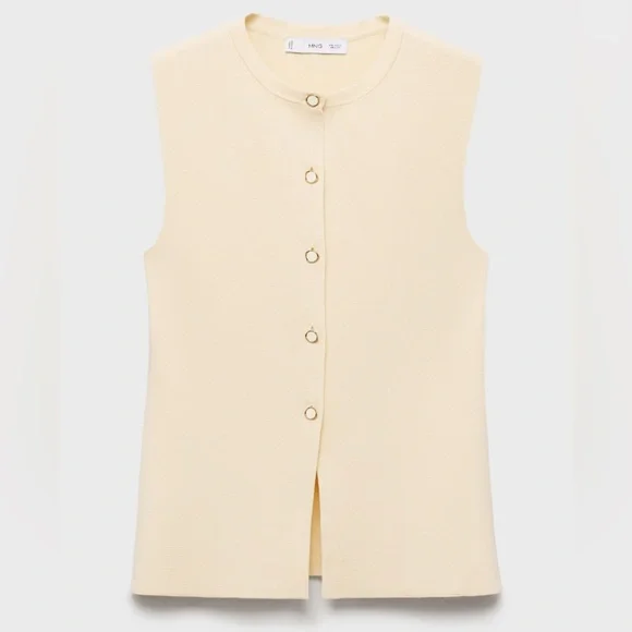 NWOT Mango Fine Knit Vest w Buttons XS - Picture 5 of 7